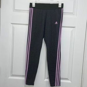 Adidas Medium 3 Stripe Leggings Gray and Purple